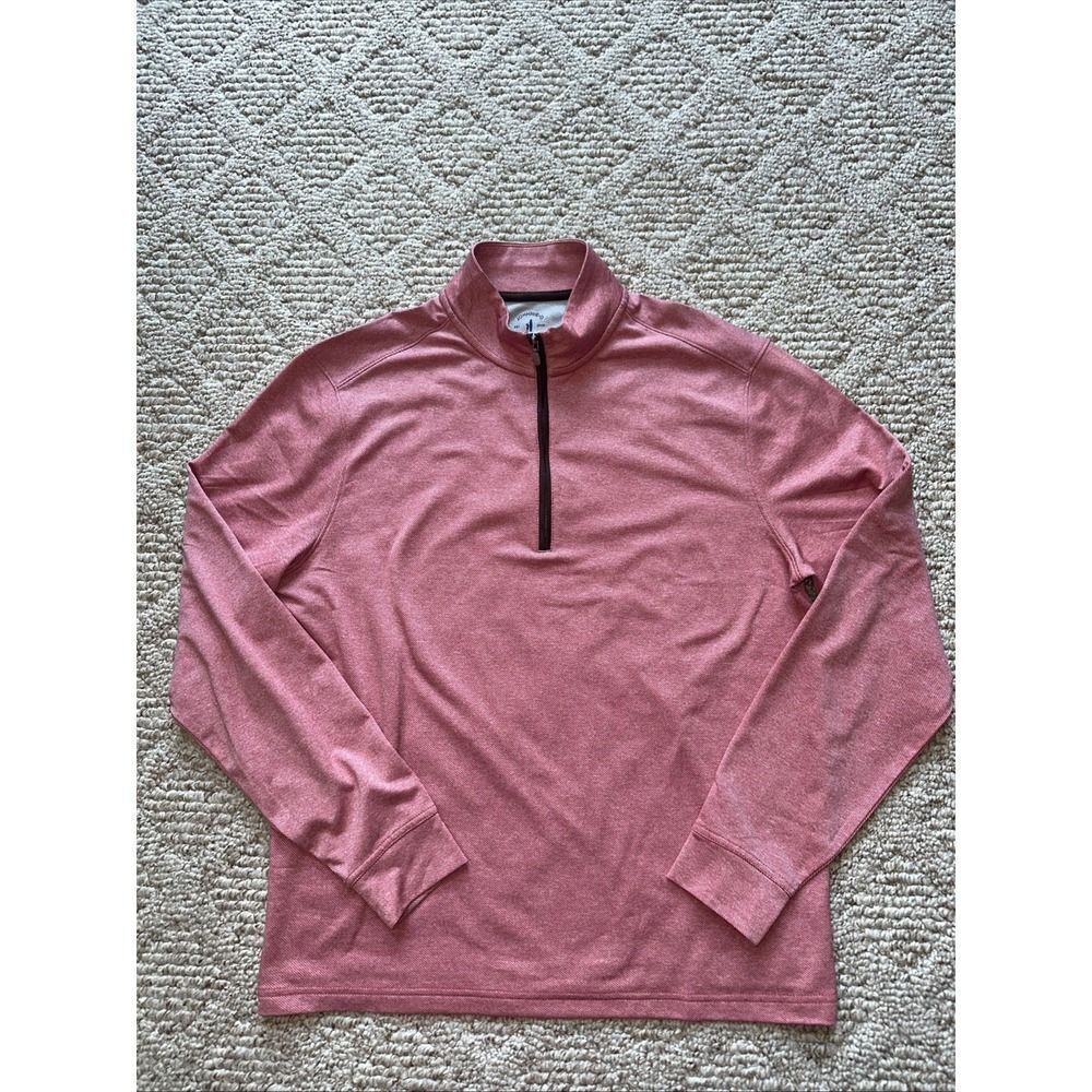 Mens JOHNNIE-O PULLOVER Red 1/4 ZIP GOLF Long Sleeve‎ Shirt SZ MEDIUM EUC